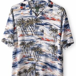 David Taylor Vintage Blue and White Palm Tree Men's Shirt